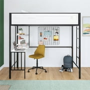 Novogratz Axel Metal Loft Bed with Desk and Shelves, Twin